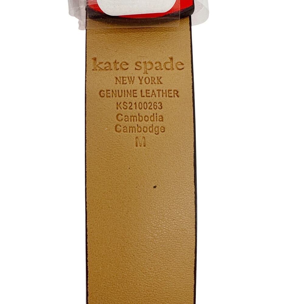 KATE SPADE New York Spade Stud Leather Belt in Maraschino M - Picture 6 of 7